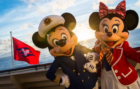 Mickey and minnie mouse characters on cruise ship