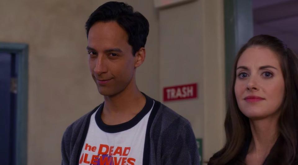 Abed and Annie staring at the camera in "Community"