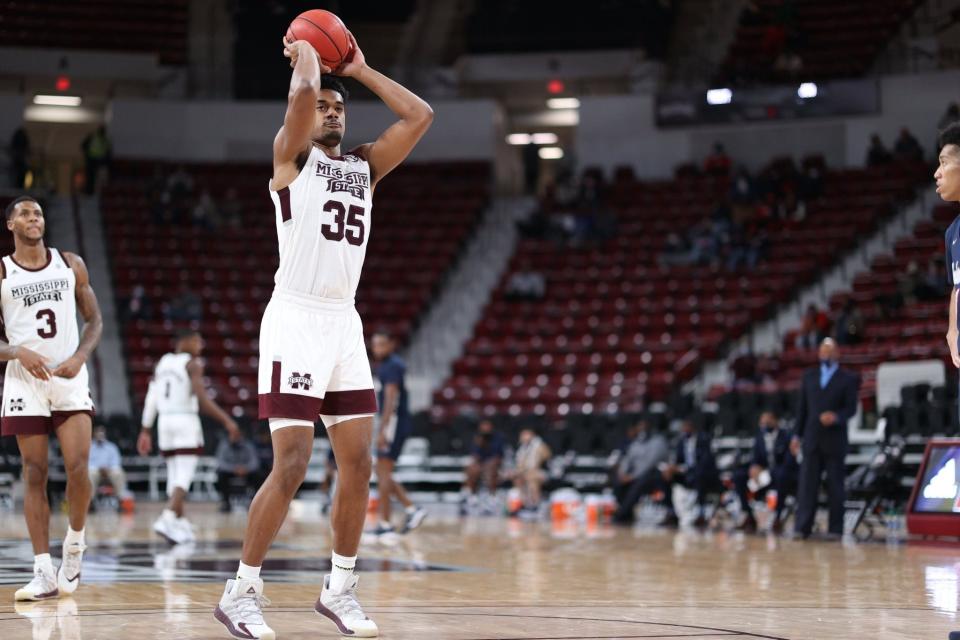 Mississippi State basketball's Tolu Smith as a redshirt-sophomore in the 2020-2021 season.