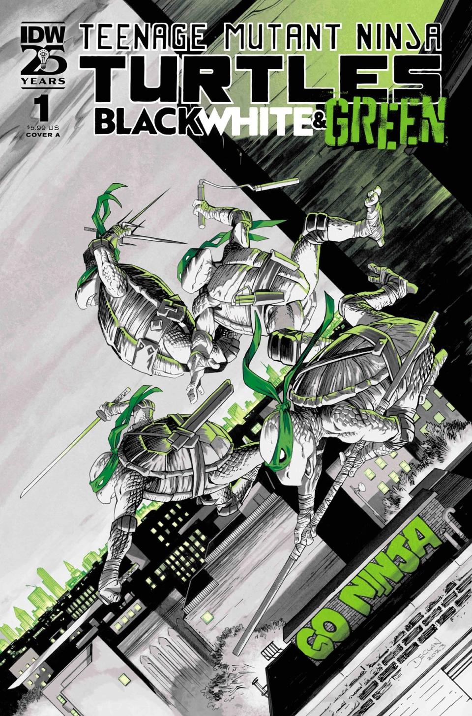 Teenage Mutant Ninja Turtles: Black, White u0026 Green Cover A by Declan Shalvey from IDW Comics.