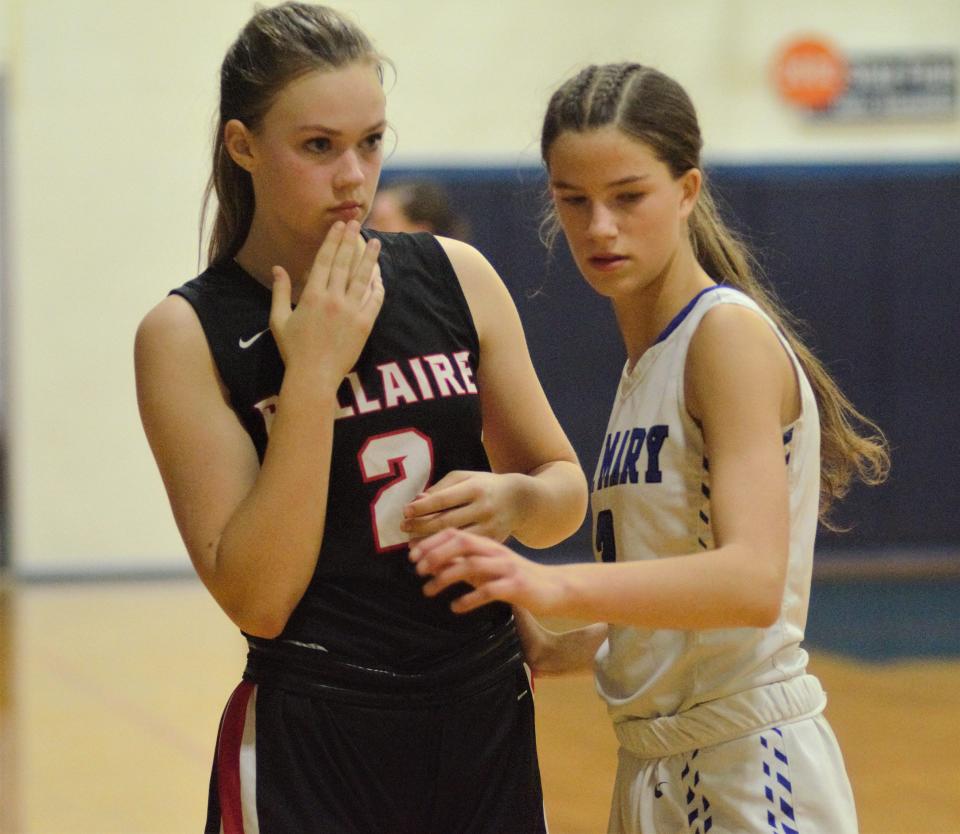 Payton Glasby (right) is one of the three sophomores leading Gaylord St. Mary's girls basketball into 2024 and beyond.