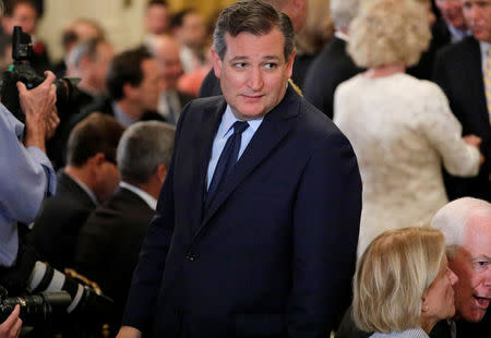 FILE PHOTO: U.S. Senator Ted Cruz arrives to watch President Donald Trump announce Judge Brett Kavanaugh as his U.S. Supreme Court nominee in the East Room of the White House in Washington, U.S., July 9, 2018. REUTERS/Jim Bourg/File Photo