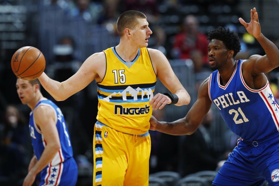 Nikola Jokic is already one of the NBA's best big men at surveying the floor and picking out passes. (AP)