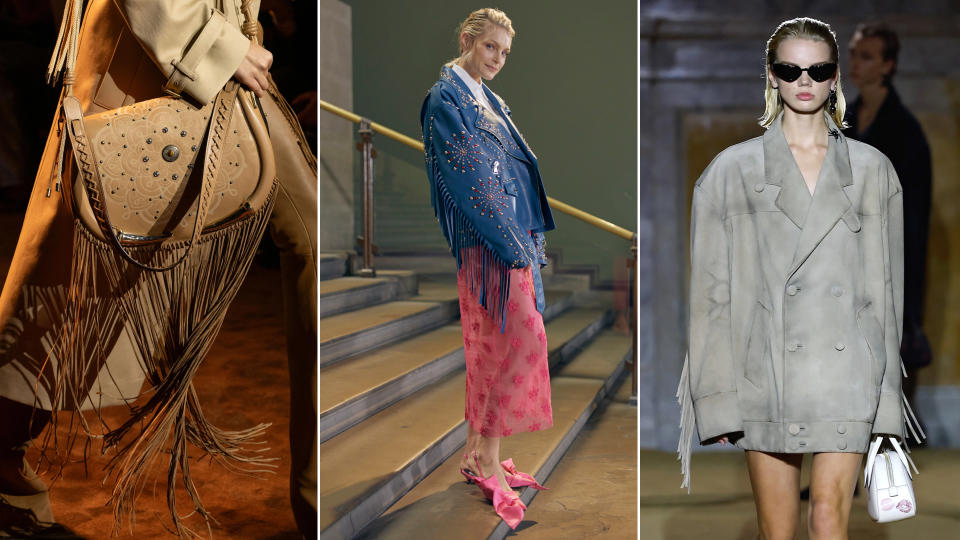 the fringe trend seen on Roberto Cavalli, Erdem, Coach's spring/summer 2024 runways