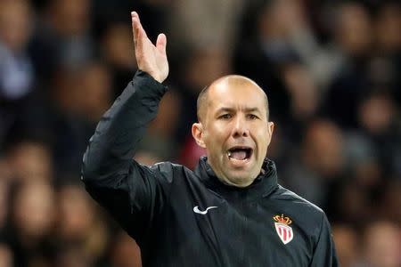 Soccer Football - Paris Saint Germain v AS Monaco - French Cup Semi-Final - Parc des Princes stadium, Paris, France - 26/04/2017. Monaco's coach Leonardo Jardim gestures. REUTERS/Charles Platiau