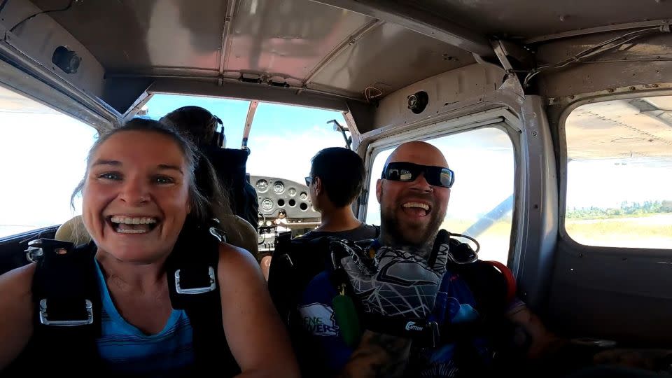 It wasn't just fear that Emily Halnon felt when the plane finally took off over Oregon’s Willamette Valley. "My smile was as wide as my mom’s," she recalls. - Eugene Skydivers