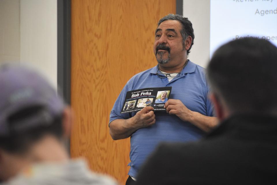 Robert Pena, an Ingham County commissioner, served as a lead facilitator during a seminar titled "So You Want to Run for City Commission?"  Friday at Adrian High School. The seminar was open to the public and sought to teach Adrian residents about its city government and elections.