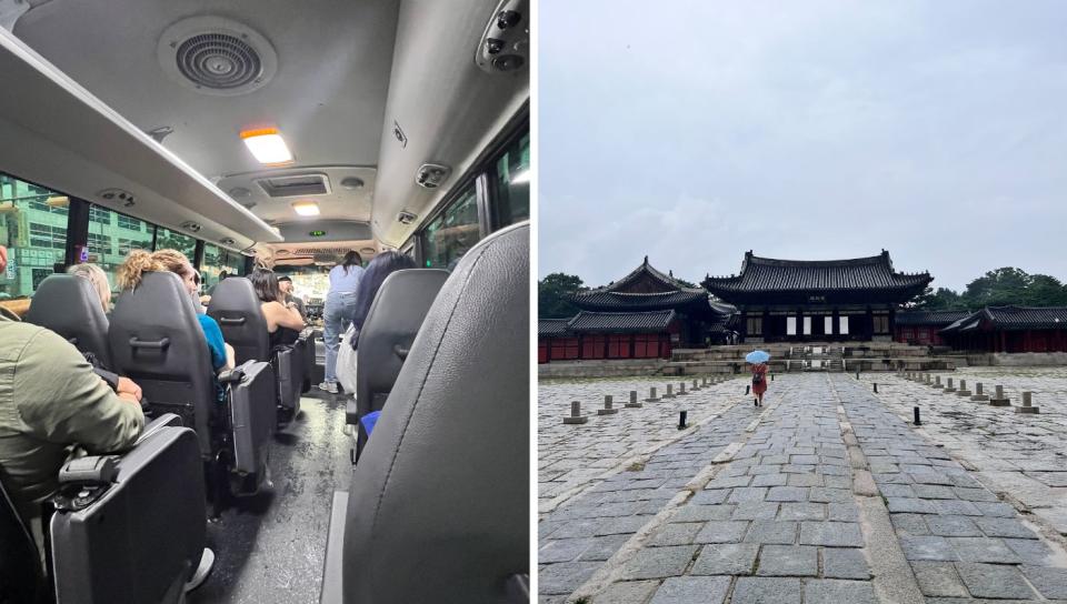 L: On the tour bus R: Changgyeonggung Palace (Photo: Stephanie Zheng)