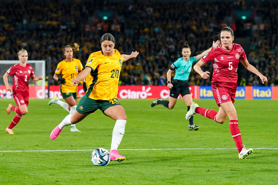 Sam Kerr in action for the Matildas at the Women's World Cup.