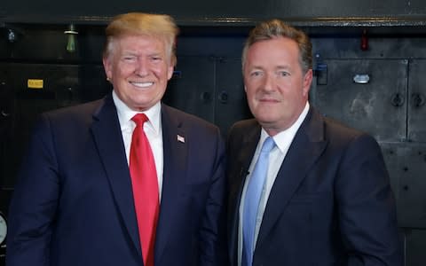 Donald Trump, with Piers Morgan during his interview in the Churchill War Rooms - Credit: PA