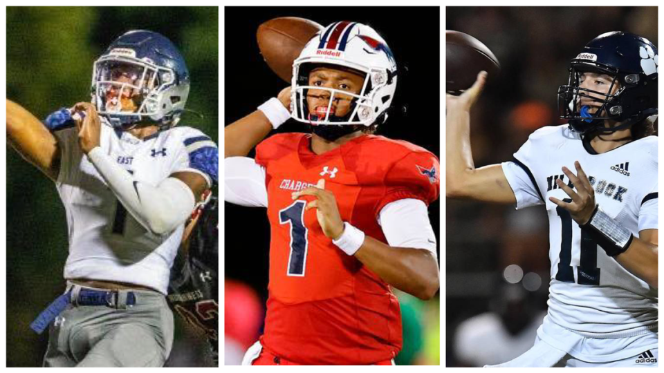 From left, East Forsyth’s Jaylen Alexander-Raynor, Providence Day’s Jadyn Davis and Millbrook’s Mason Fortune