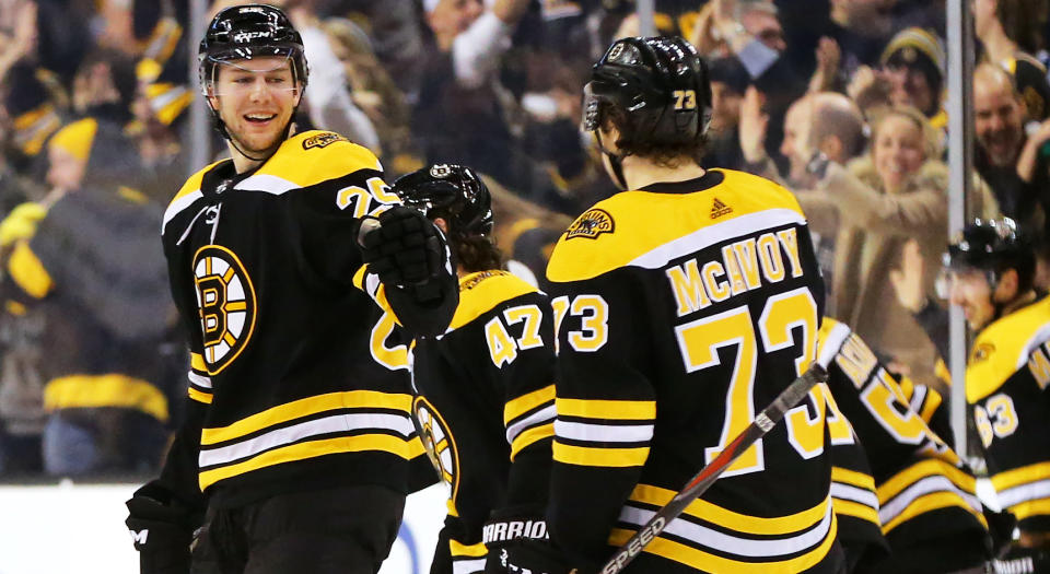 Brandon Carlo and Charlie McAvoy are both in need of a new contract. (Getty Images)