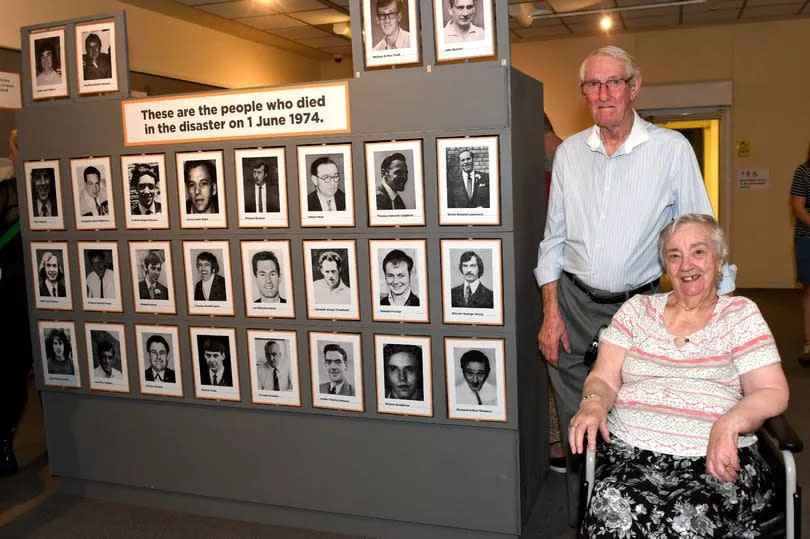 Duncan Stocks worked at Nypro but was on day off when the explosion happened. He is pictured with wife Audrey Stocks at the Flixborough 1974 exhibition