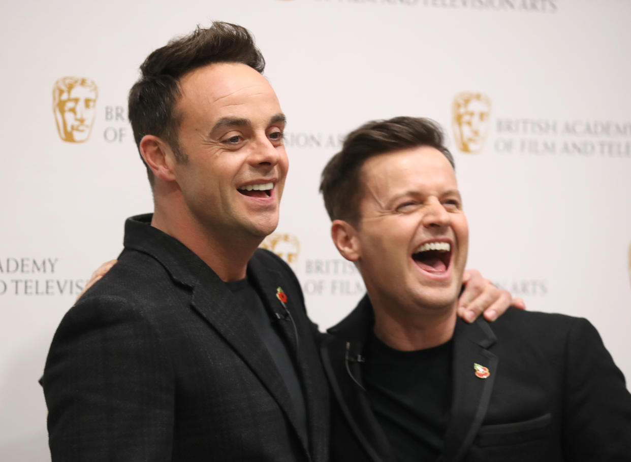 LONDON, ENGLAND - NOVEMBER 05: Anthony McPartlin and Declan Donnelly attend "Ant and Dec's DNA Journey" BAFTA TV Preview at Barbican Centre on November 05, 2019 in London, England. (Photo by Mike Marsland/WireImage)