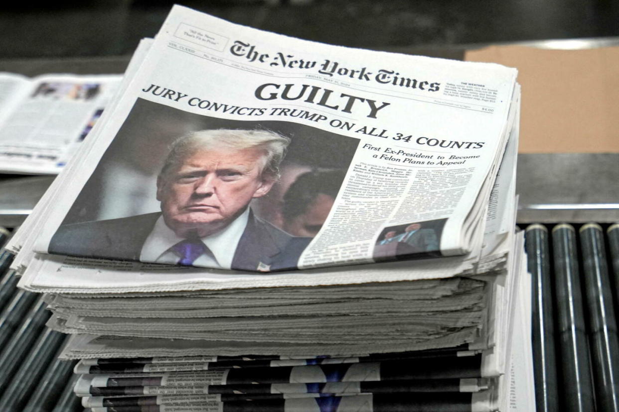 Donald Trump en une du New York Times après sa condamnation le 30 mai 2024.  - Credit:Stephani Spindel / REUTERS