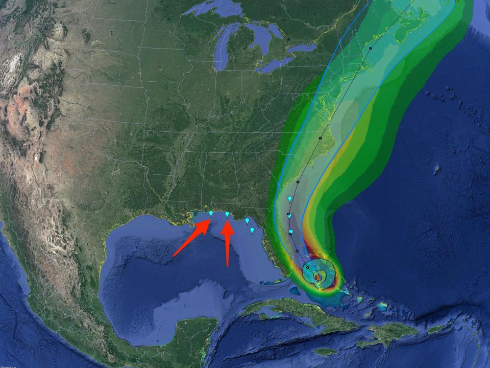 hurricane isaias nhc predicted path wind speed probabilities cone florida spacex demo 2 demo2 landing zones august 1 2020 dave mosher business insider google earth labeled