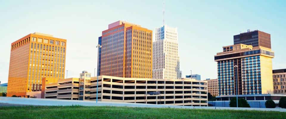 Akron, Ohio seen during late afternoon