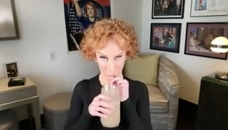 Kathy Griffin takes a sip from her "old-school" morning smoothie.