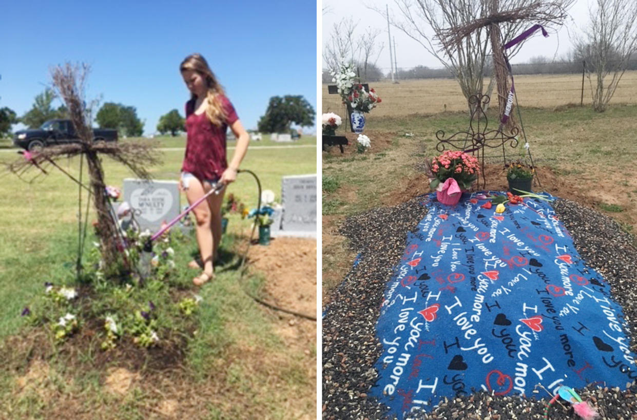 Hailey McNulty at her mother Tara's grave. (Courtesy Haily McNulty)