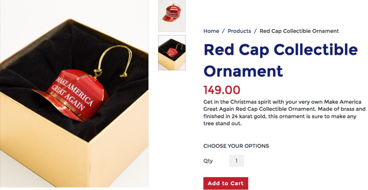 “Red Cap Collectible Ornament.” (Screenshot: DonaldJTrump.com