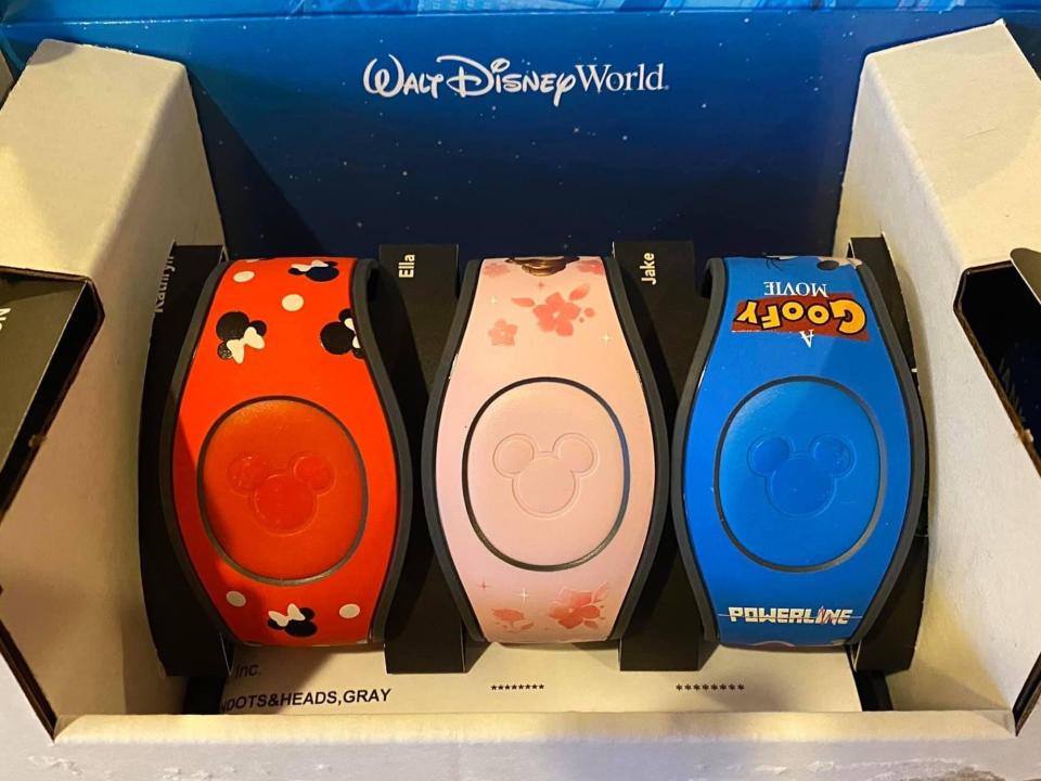 A set of Disney's MagicBands.