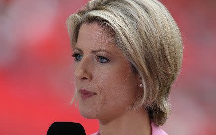 Jacqui Oatley prior to the Women's FA Cup Final between Chelsea Ladies FC and Notts County Ladies  - Getty Images