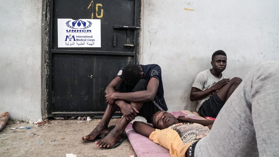 Illegal immigrants are held at a detention center in Zawiyah, Libya, on Monday. (Photo: TAHA JAWASHI via Getty Images)