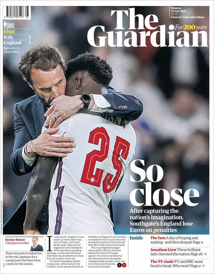 Portada de The Guardian del 12/07/2021.