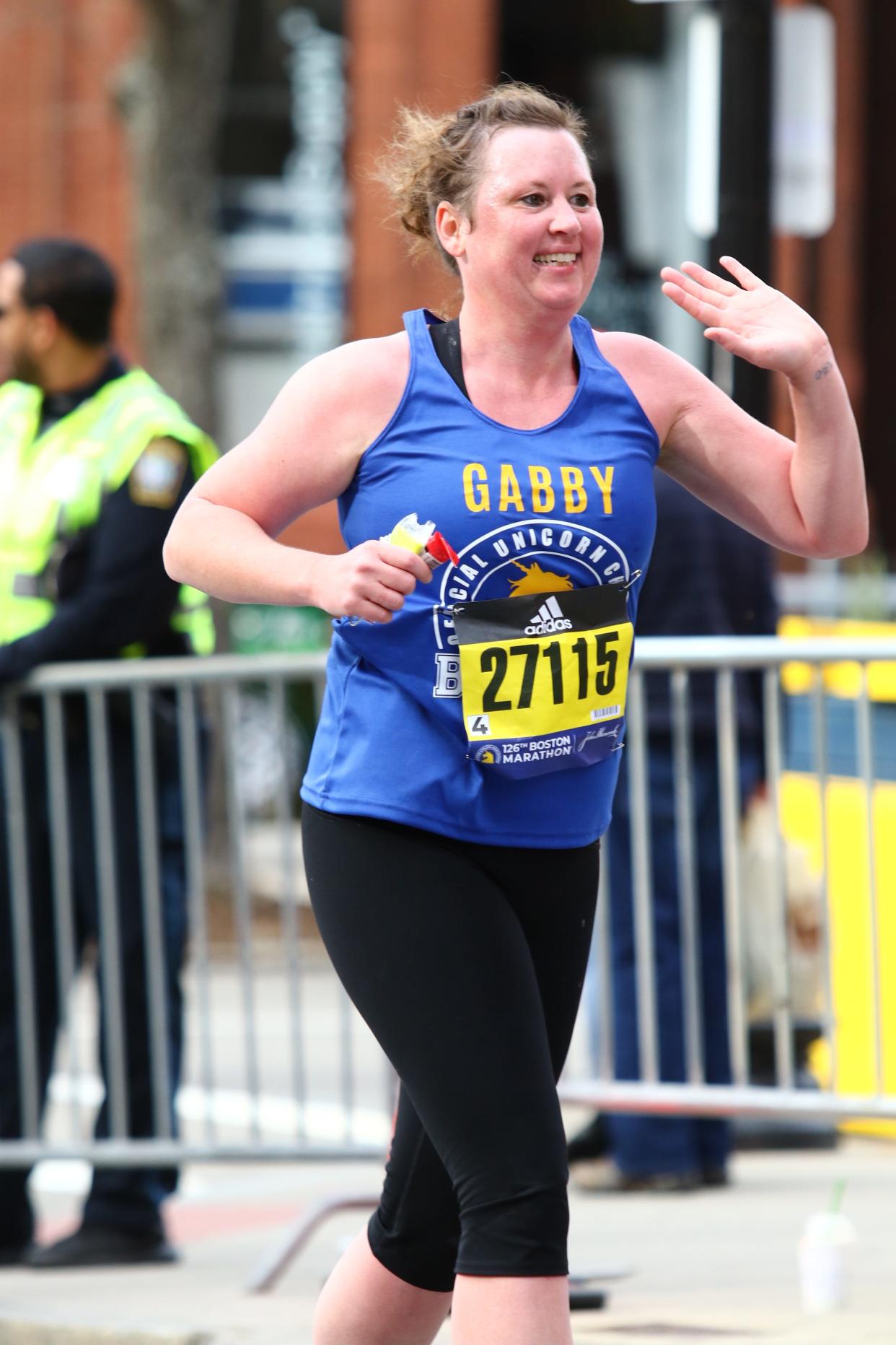 Gabrielle Russon running the Boston Marathon