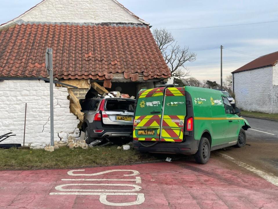 The Northern Echo: The Volvo was embedded in the building after the collision 