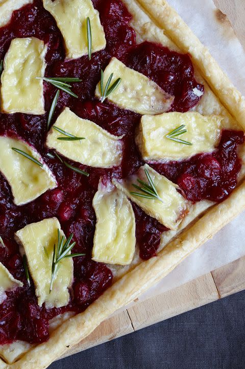 Leftover Cranberry Sauce and Brie Puff Pastry Tart