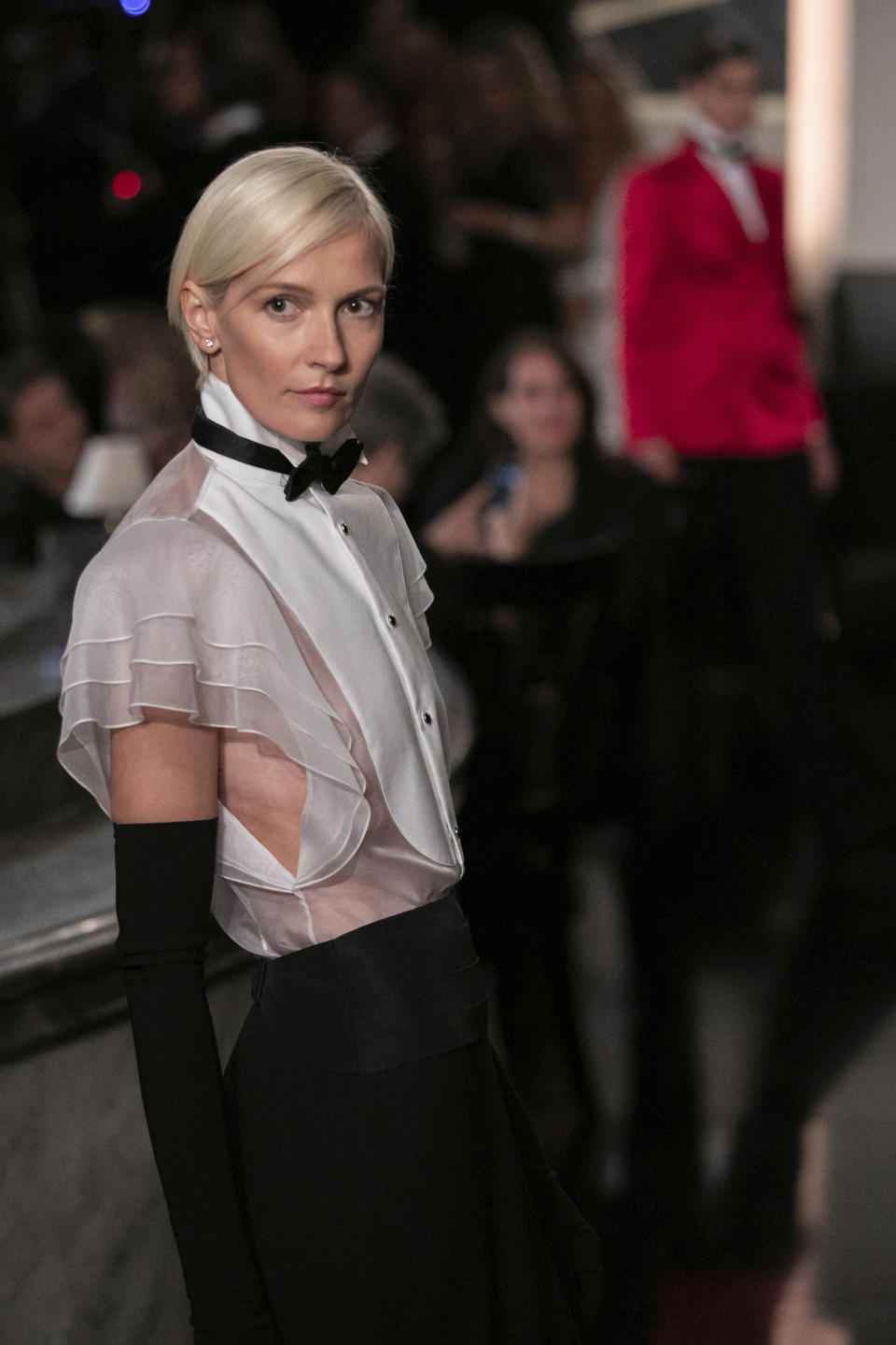 The Ralph Lauren collection is modeled during Fashion Week in New York, Saturday, Sept 7, 2019. (AP Photo/Jeenah Moon)