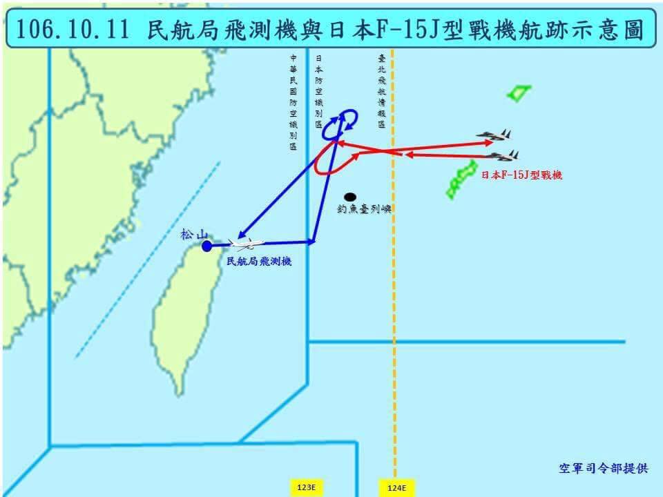 空軍公布航跡圖 證明日本戰機未進入我防空識別區