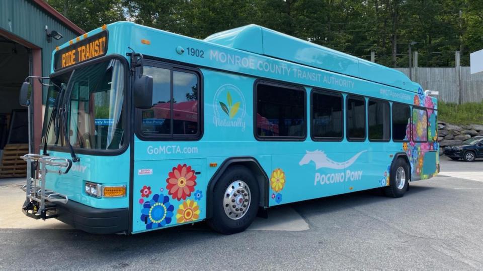 Monroe County's Pocono Pony transit service has a series of colorful buses. This one's official name is "Shaquille O'Teal."