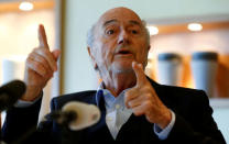 Former FIFA President Sepp Blatter gestures during an interview in Zurich, Switzerland April 21, 2017. REUTERS/Arnd Wiegmann