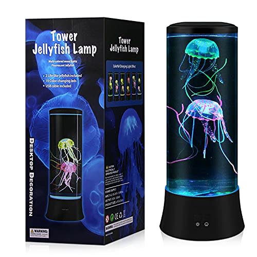 MELOKI Jellyfish Lava Lamp, Jellyfish Lamp with 7 Color Changing, Lava Mood Lamp for Adults Kids, Large Electric Jellyfish Night Light to Decorate Home Office, Premium Gift for Christmas, Halloween.