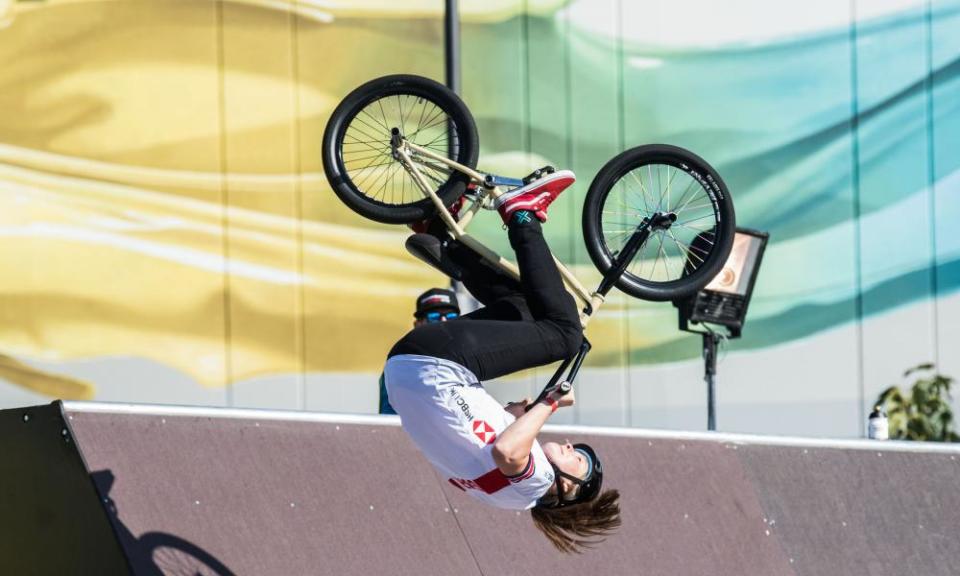 Charlotte Worthington goes head over heels on wheels.