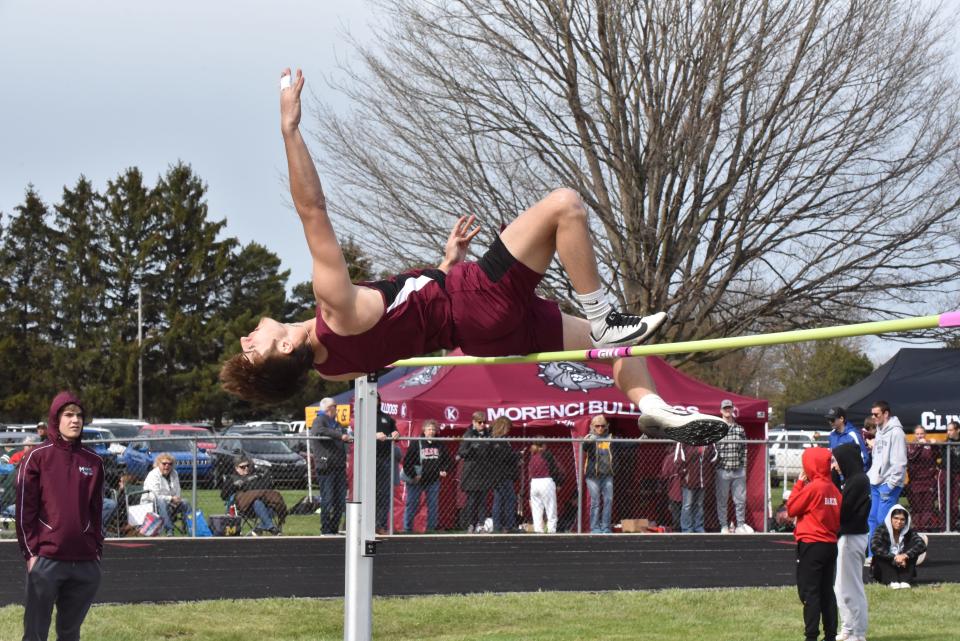 Morenci's Carsyn Varga competes in the high jump event during a meet in the 2022 season.