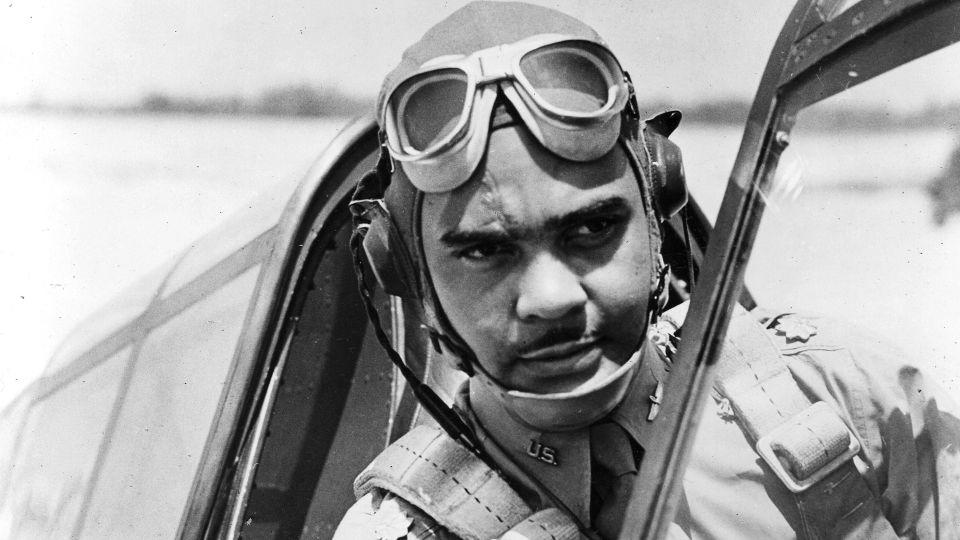 Colonel Benjamin Oliver Davis, Jr (1912 - 2002) poses in his airplane. Davis was the first Black general in the US Air Force. - PhotoQuest/Getty Images