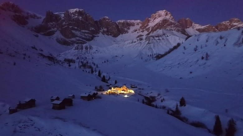 Rifugio Fuciade seen from afar