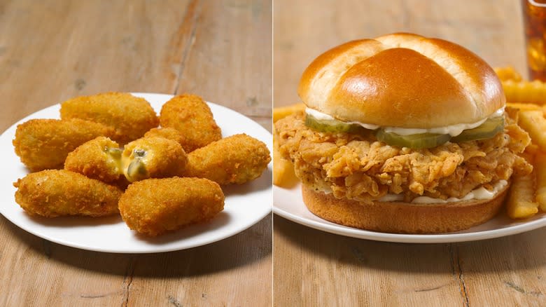 Church's poppers and chicken sandwich