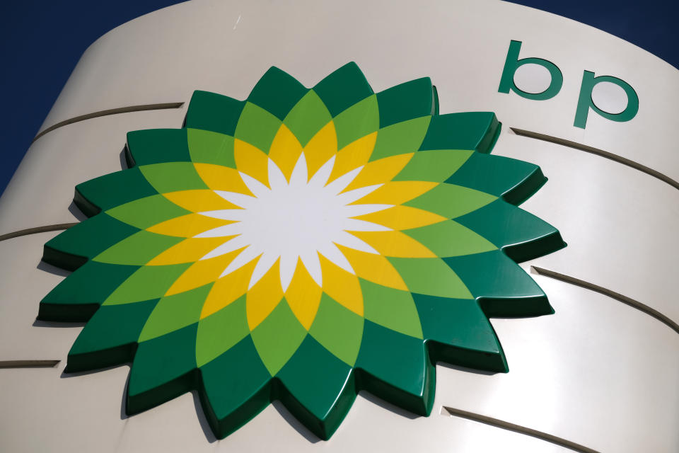 KATWIJK, NETHERLANDS - APRIL 26: A BP logo is pictured outside its gasoline stand on April 26, 2020 in Katwijk, Netherlands. (Photo by Yuriko Nakao/Getty Images)