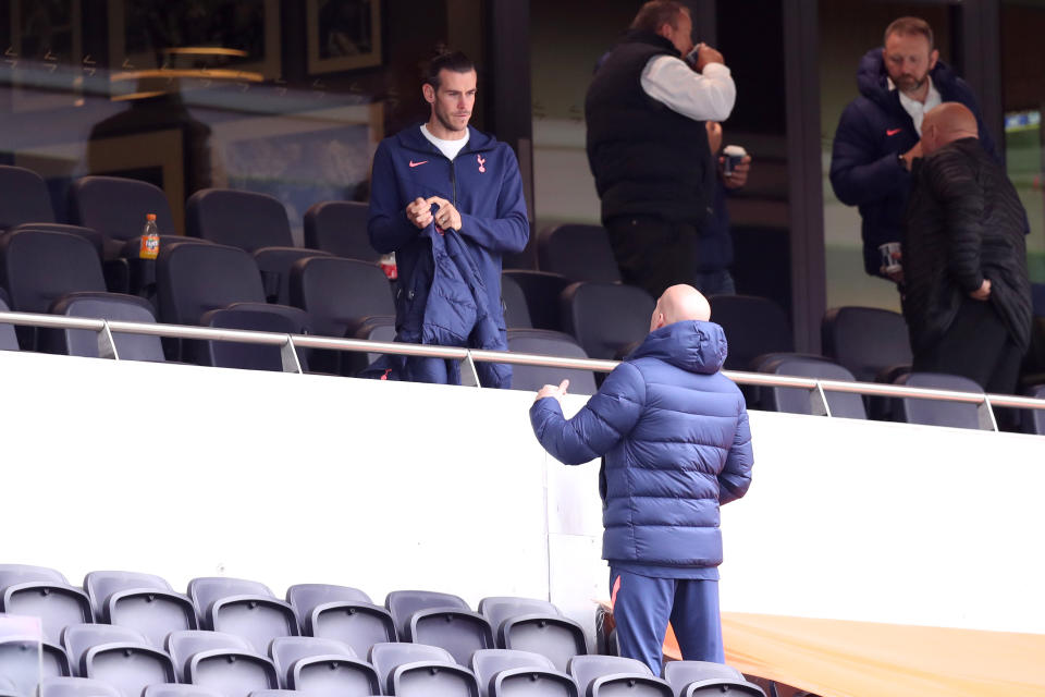 Gareth Bale watched from the standsTottenham Hotspur FC via Getty Images