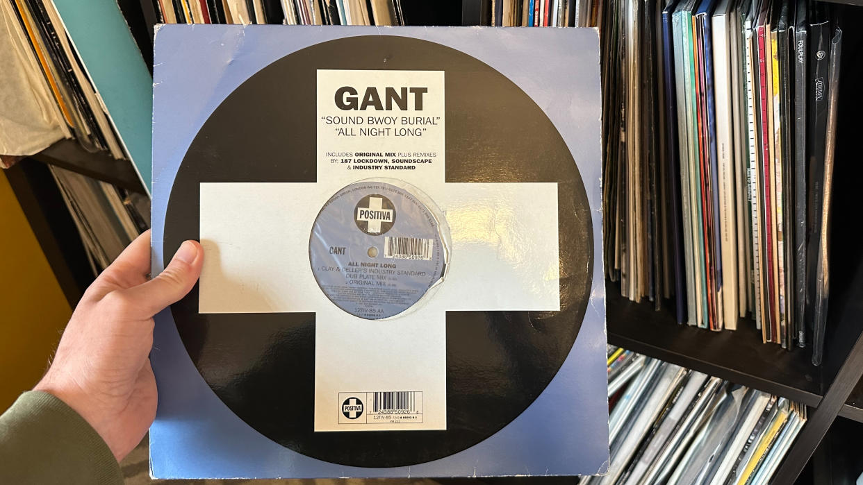  Gant All Night Long vinyl cover in front of records. 