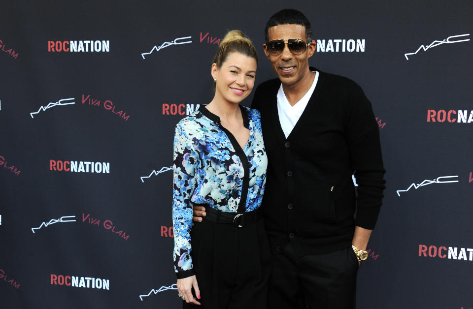 Ellen Pompeo, left, and her husband Chris Ivery arrive at the Roc Nation 2014 Pre-Grammy Brunch Celebration on Saturday, Jan. 25, 2014, in Los Angeles. (Photo by Jordan Strauss/Invision/AP)