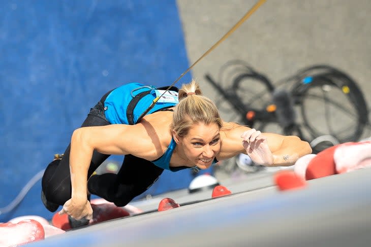 <span>Poland's Aleksandra Miroslaw also set the new world record with 6:25. </span>(Photo: Dimitris Tosidis/IFSC)