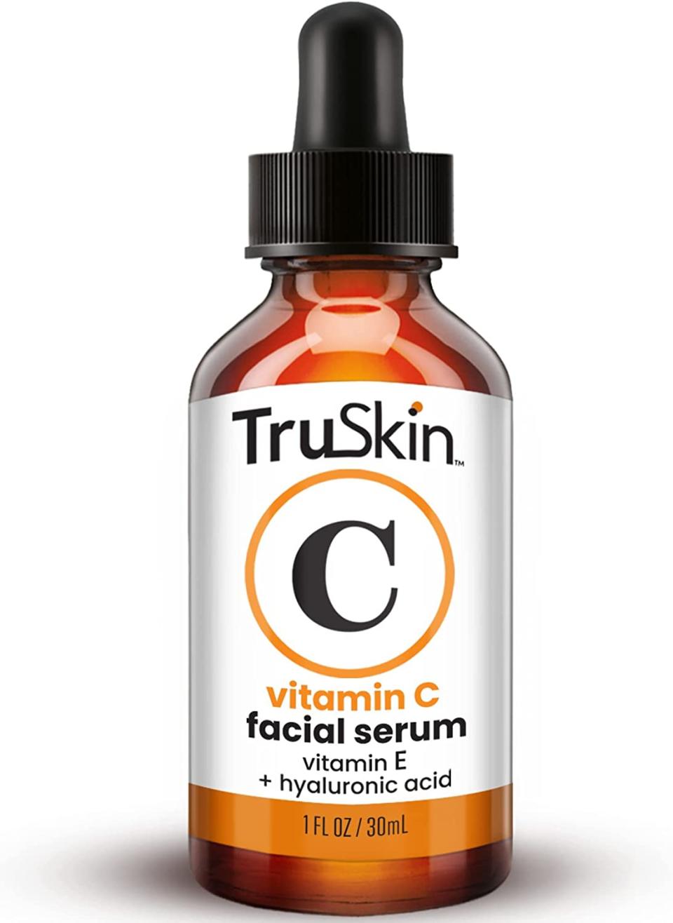 A 30ml bottle of the TruSkin Vitamin C serum on a white background