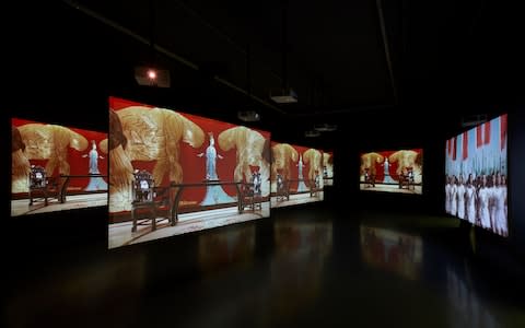 Isaac Julien’s nine-screen projection Ten Thousand Waves