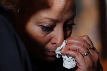 Charlotte Charles, the mother of British teen Harry Dunn, speaks at a news conference in New York City