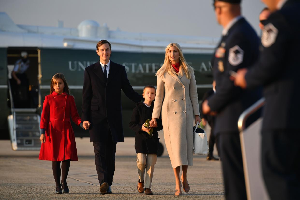 Jared Kushner and Ivanka Trump with Arabella, nine, and Joseph, six, on 22 September (AFP via Getty Images)